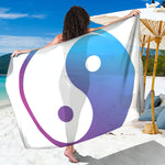 Purple And Blue Yin Yang Print Beach Sarong Wrap