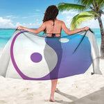 Purple And Blue Yin Yang Print Beach Sarong Wrap
