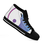Purple And Blue Yin Yang Print Black High Top Shoes
