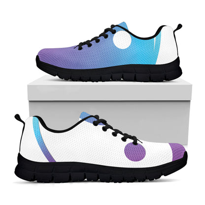 Purple And Blue Yin Yang Print Black Sneakers