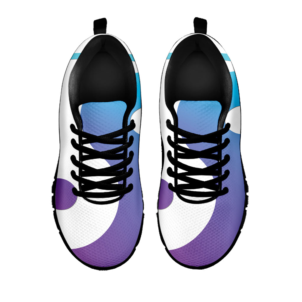 Purple And Blue Yin Yang Print Black Sneakers
