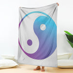 Purple And Blue Yin Yang Print Blanket
