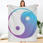 Purple And Blue Yin Yang Print Blanket