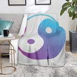 Purple And Blue Yin Yang Print Blanket