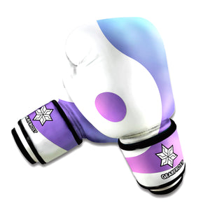 Purple And Blue Yin Yang Print Boxing Gloves