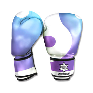 Purple And Blue Yin Yang Print Boxing Gloves