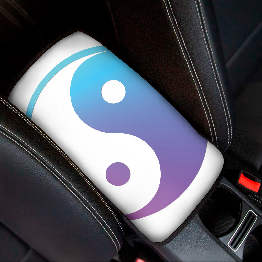Purple And Blue Yin Yang Print Car Center Console Cover