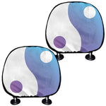 Purple And Blue Yin Yang Print Car Headrest Covers
