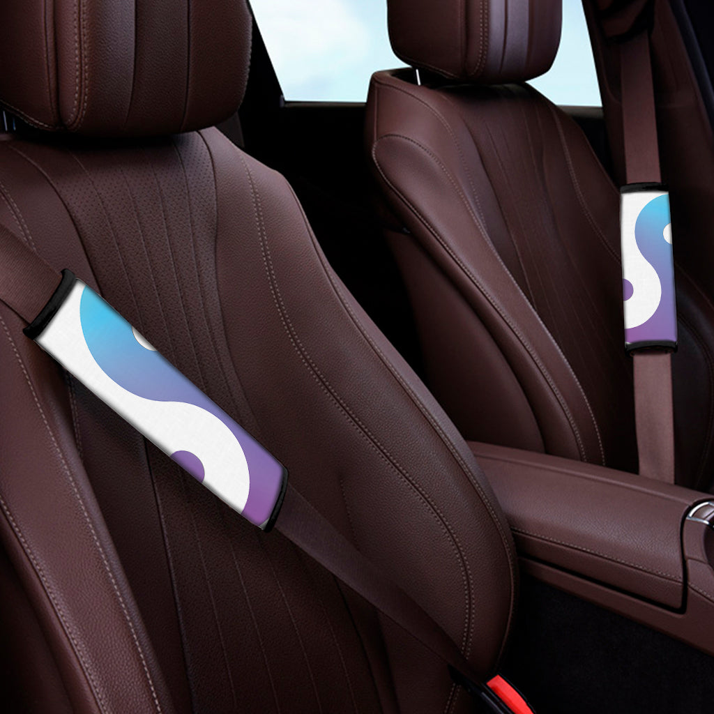 Purple And Blue Yin Yang Print Car Seat Belt Covers