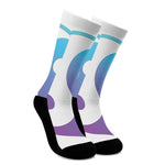 Purple And Blue Yin Yang Print Crew Socks