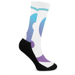 Purple And Blue Yin Yang Print Crew Socks