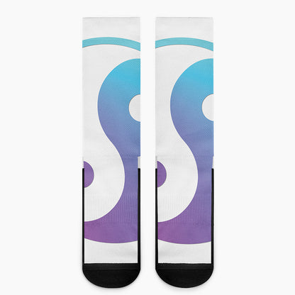Purple And Blue Yin Yang Print Crew Socks