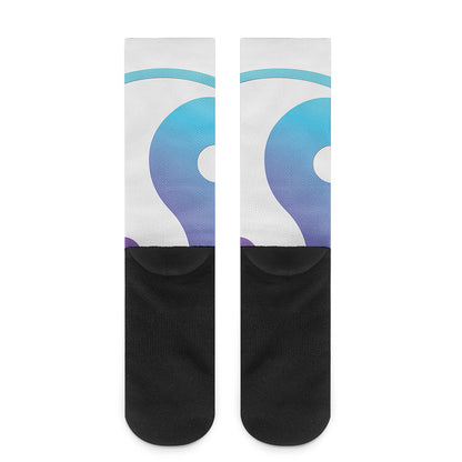 Purple And Blue Yin Yang Print Crew Socks