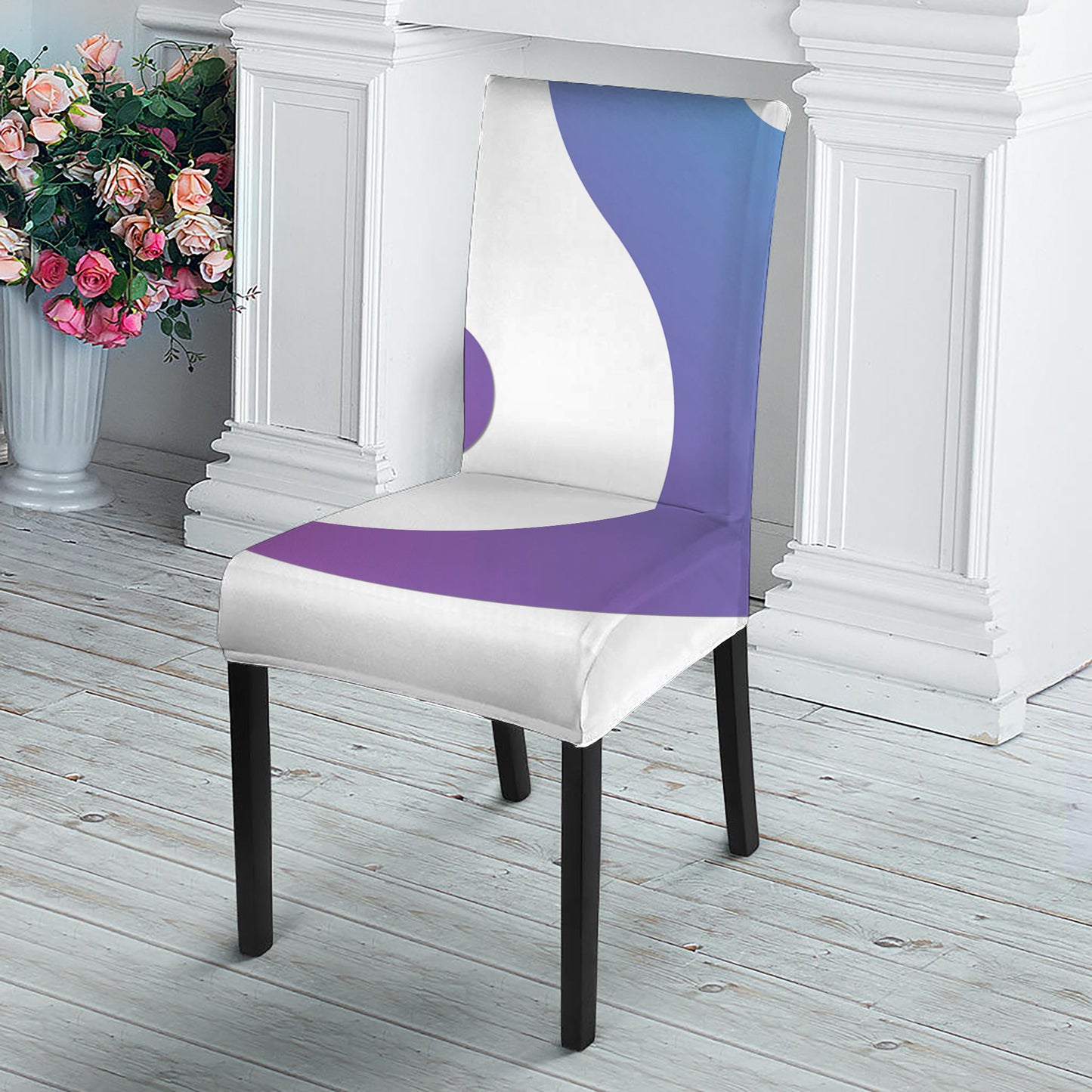 Purple And Blue Yin Yang Print Dining Chair Slipcover