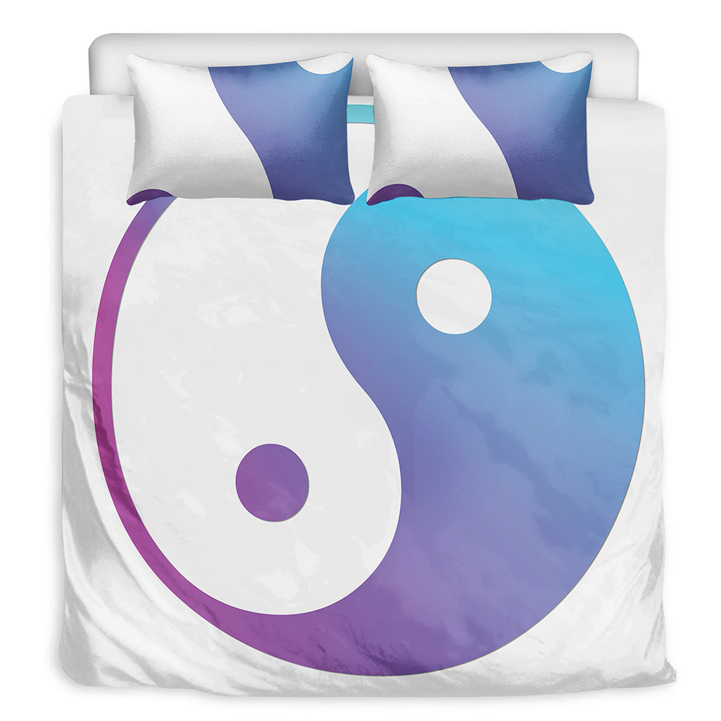 Purple And Blue Yin Yang Print Duvet Cover Bedding Set