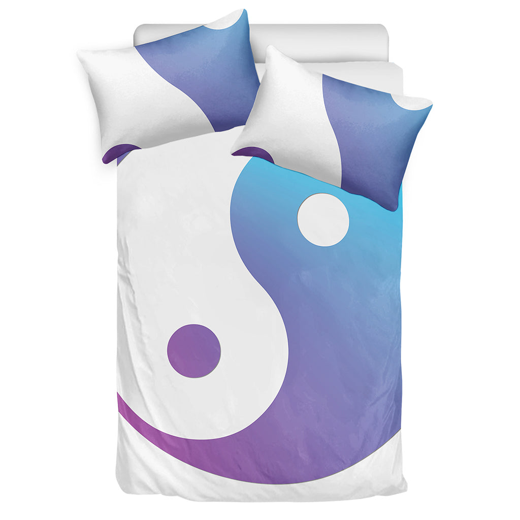 Purple And Blue Yin Yang Print Duvet Cover Bedding Set