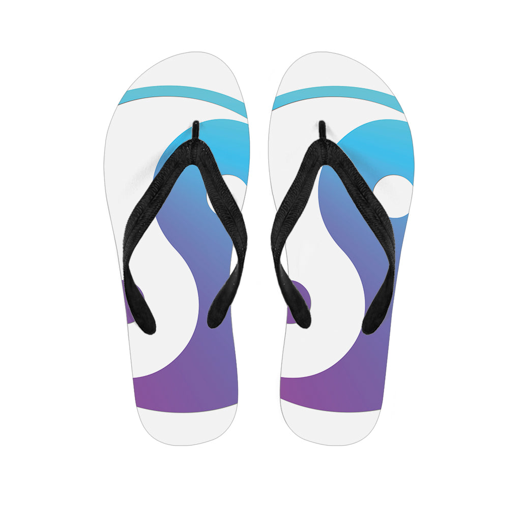 Purple And Blue Yin Yang Print Flip Flops