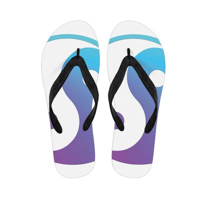 Purple And Blue Yin Yang Print Flip Flops
