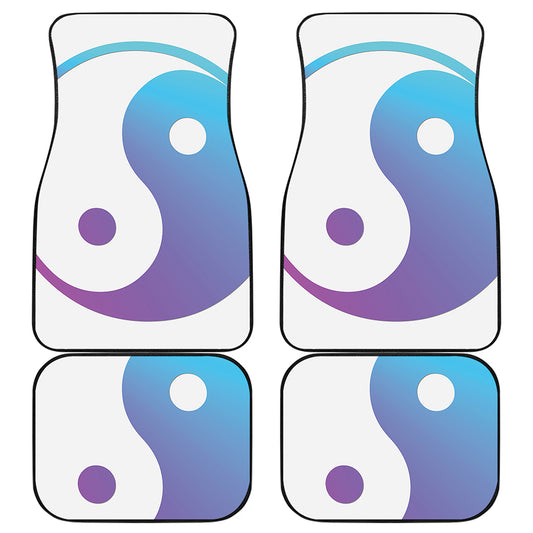 Purple And Blue Yin Yang Print Front and Back Car Floor Mats