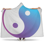 Purple And Blue Yin Yang Print Hooded Blanket
