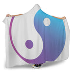 Purple And Blue Yin Yang Print Hooded Blanket