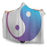 Purple And Blue Yin Yang Print Hooded Blanket