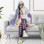 Purple And Blue Yin Yang Print Hooded Blanket