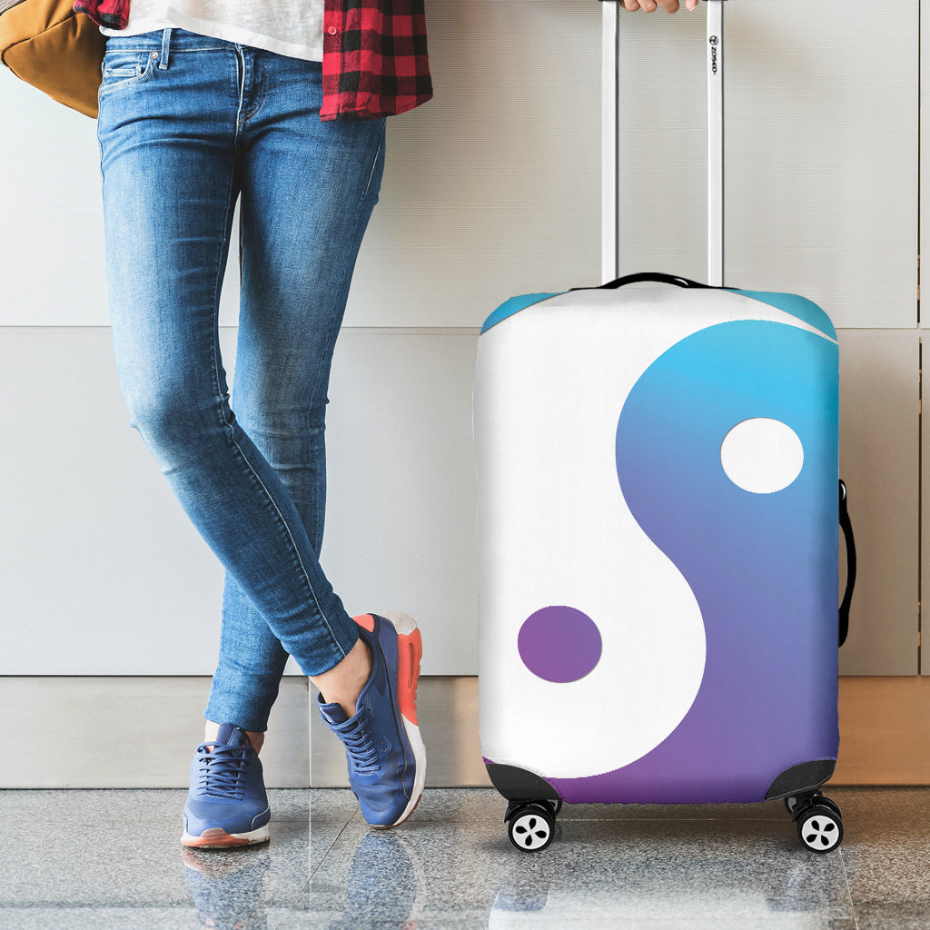 Purple And Blue Yin Yang Print Luggage Cover