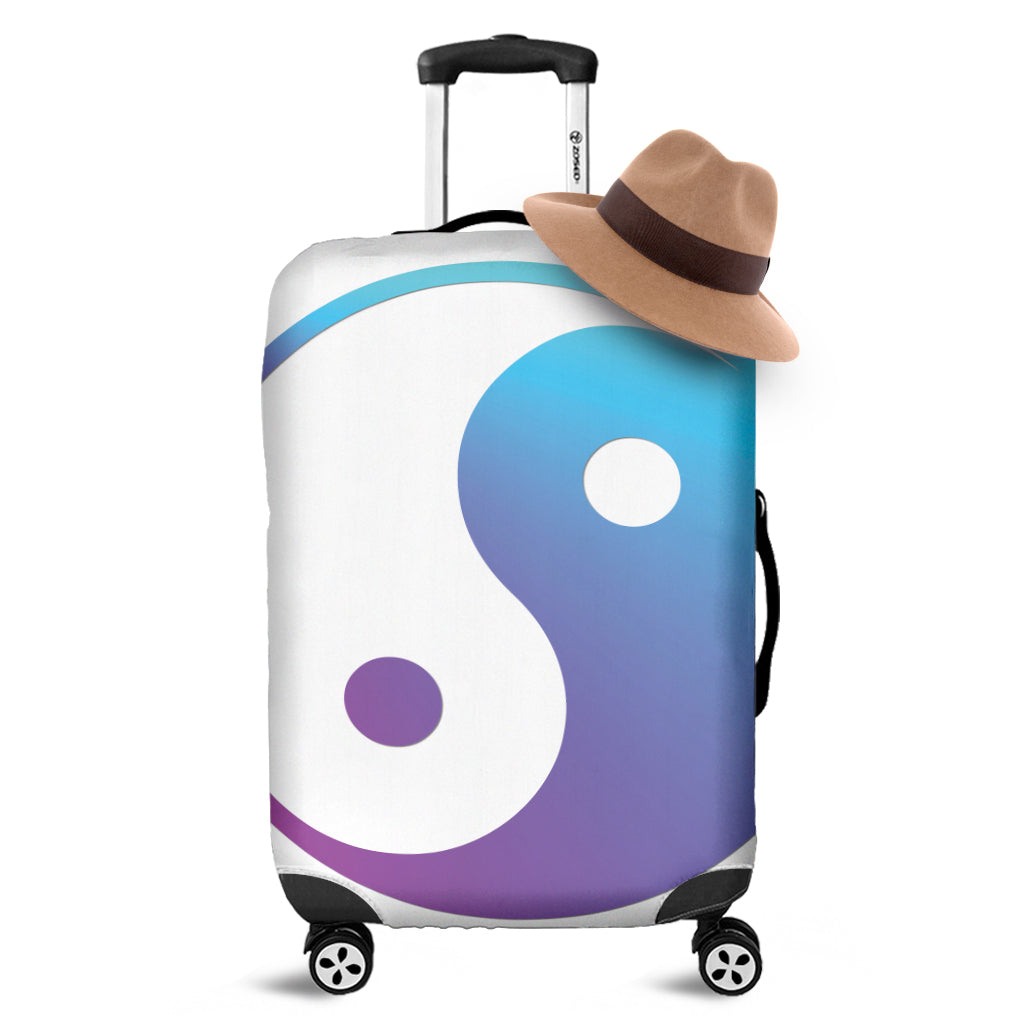 Purple And Blue Yin Yang Print Luggage Cover