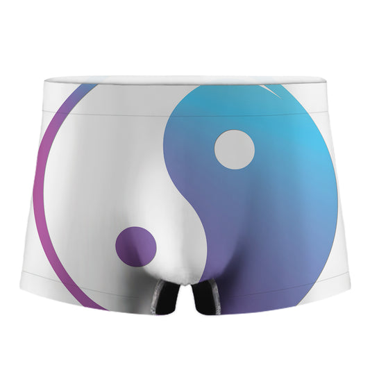 Purple And Blue Yin Yang Print Men's Boxer Briefs