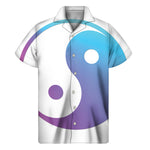Purple And Blue Yin Yang Print Men's Short Sleeve Shirt