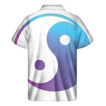 Purple And Blue Yin Yang Print Men's Short Sleeve Shirt