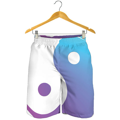 Purple And Blue Yin Yang Print Men's Shorts