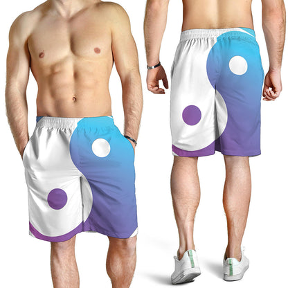 Purple And Blue Yin Yang Print Men's Shorts