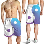 Purple And Blue Yin Yang Print Men's Shorts