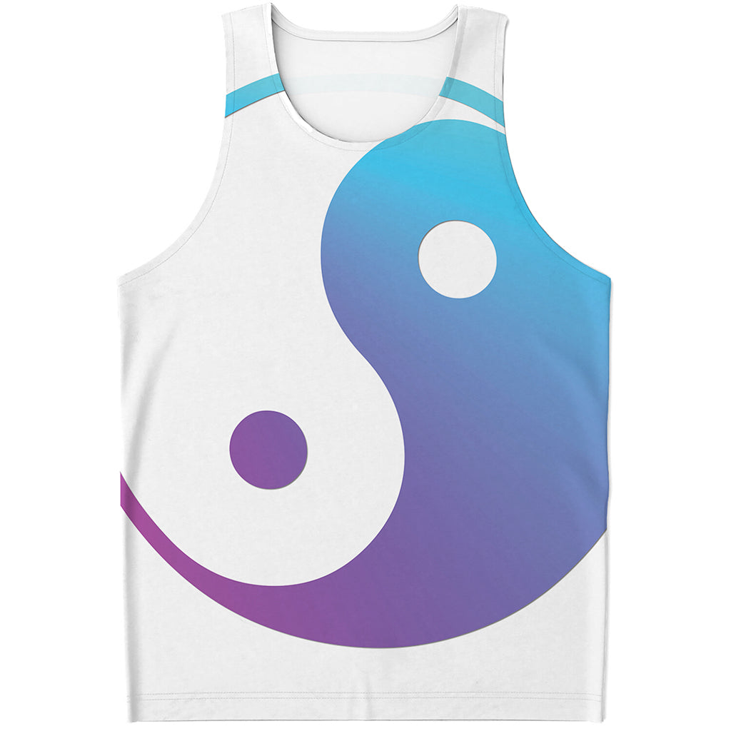 Purple And Blue Yin Yang Print Men's Tank Top