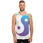 Purple And Blue Yin Yang Print Men's Tank Top