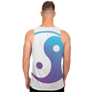 Purple And Blue Yin Yang Print Men's Tank Top