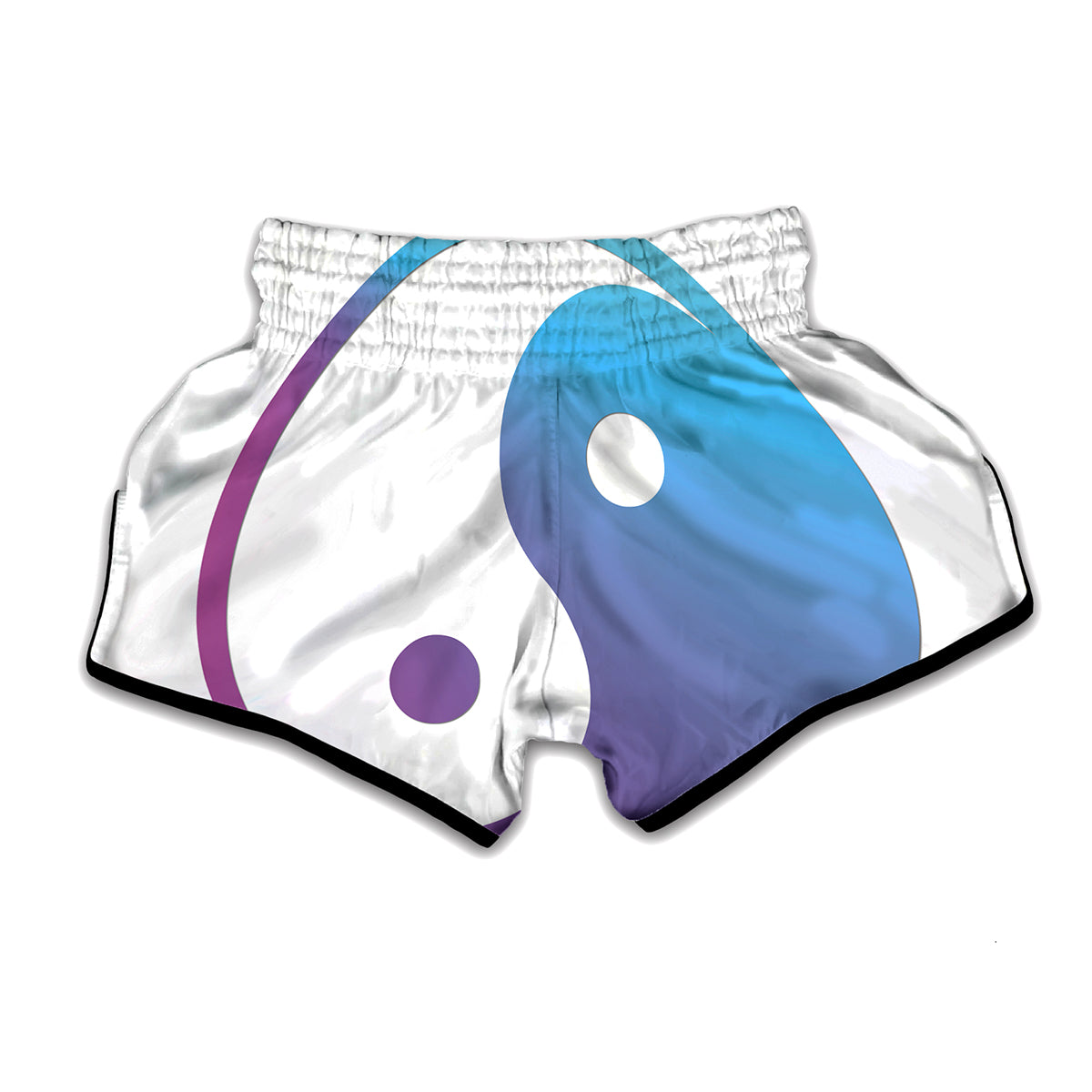 Purple And Blue Yin Yang Print Muay Thai Boxing Shorts