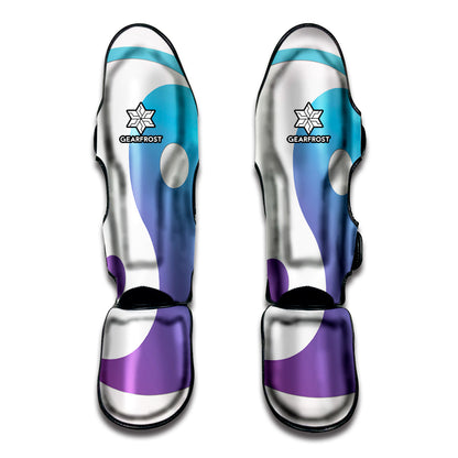 Purple And Blue Yin Yang Print Muay Thai Shin Guard