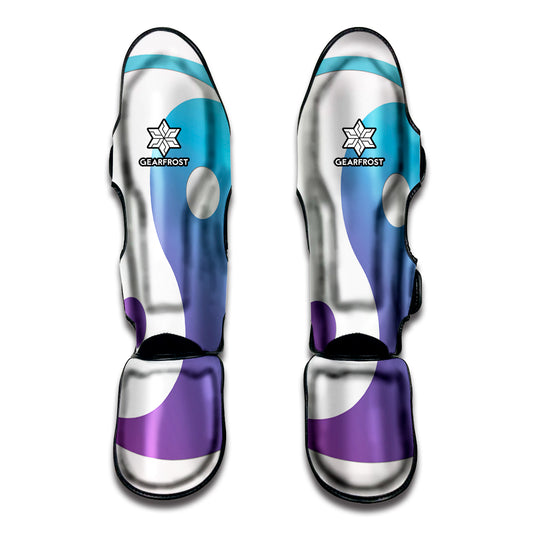 Purple And Blue Yin Yang Print Muay Thai Shin Guard