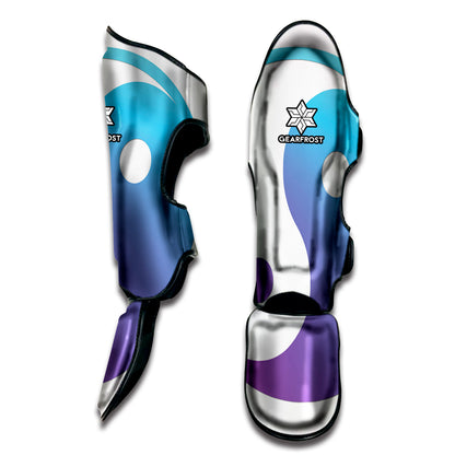 Purple And Blue Yin Yang Print Muay Thai Shin Guard