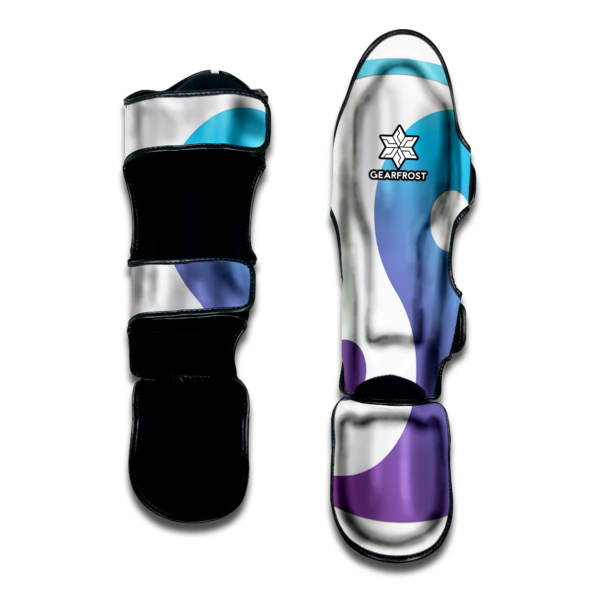 Purple And Blue Yin Yang Print Muay Thai Shin Guard
