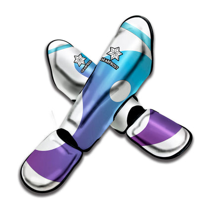 Purple And Blue Yin Yang Print Muay Thai Shin Guard