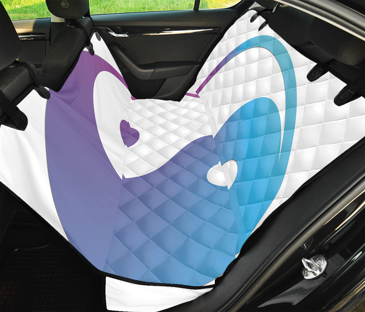 Purple And Blue Yin Yang Print Pet Car Back Seat Cover