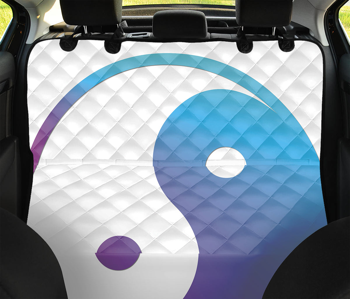 Purple And Blue Yin Yang Print Pet Car Back Seat Cover