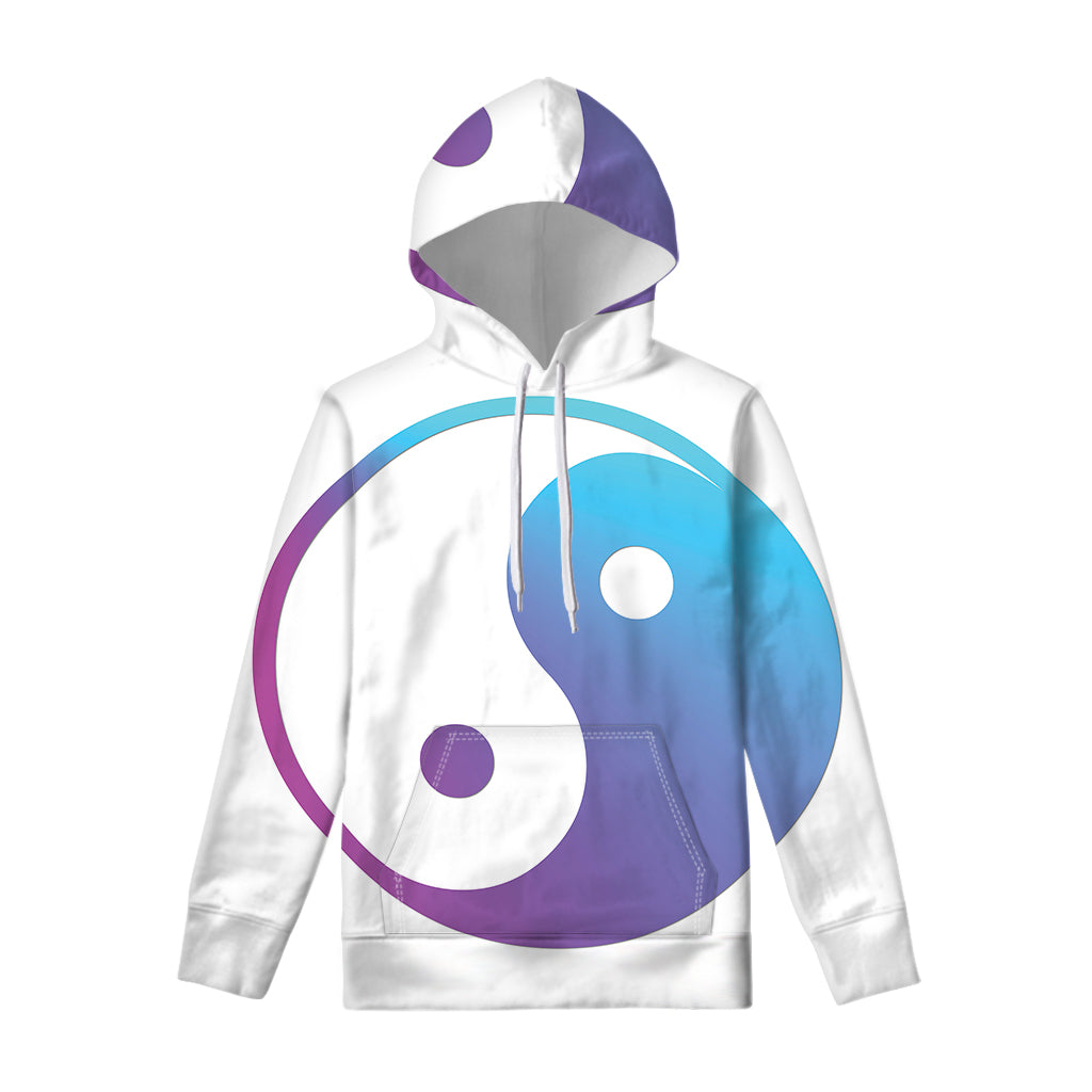 Purple And Blue Yin Yang Print Pullover Hoodie