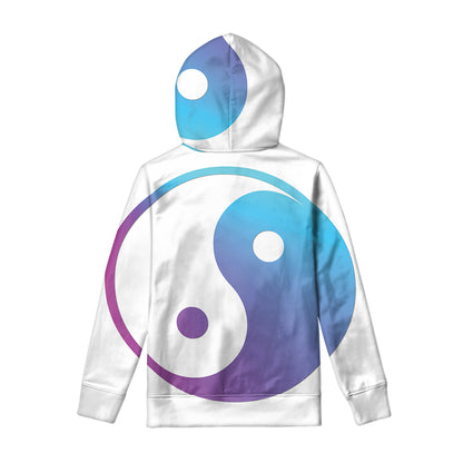 Purple And Blue Yin Yang Print Pullover Hoodie