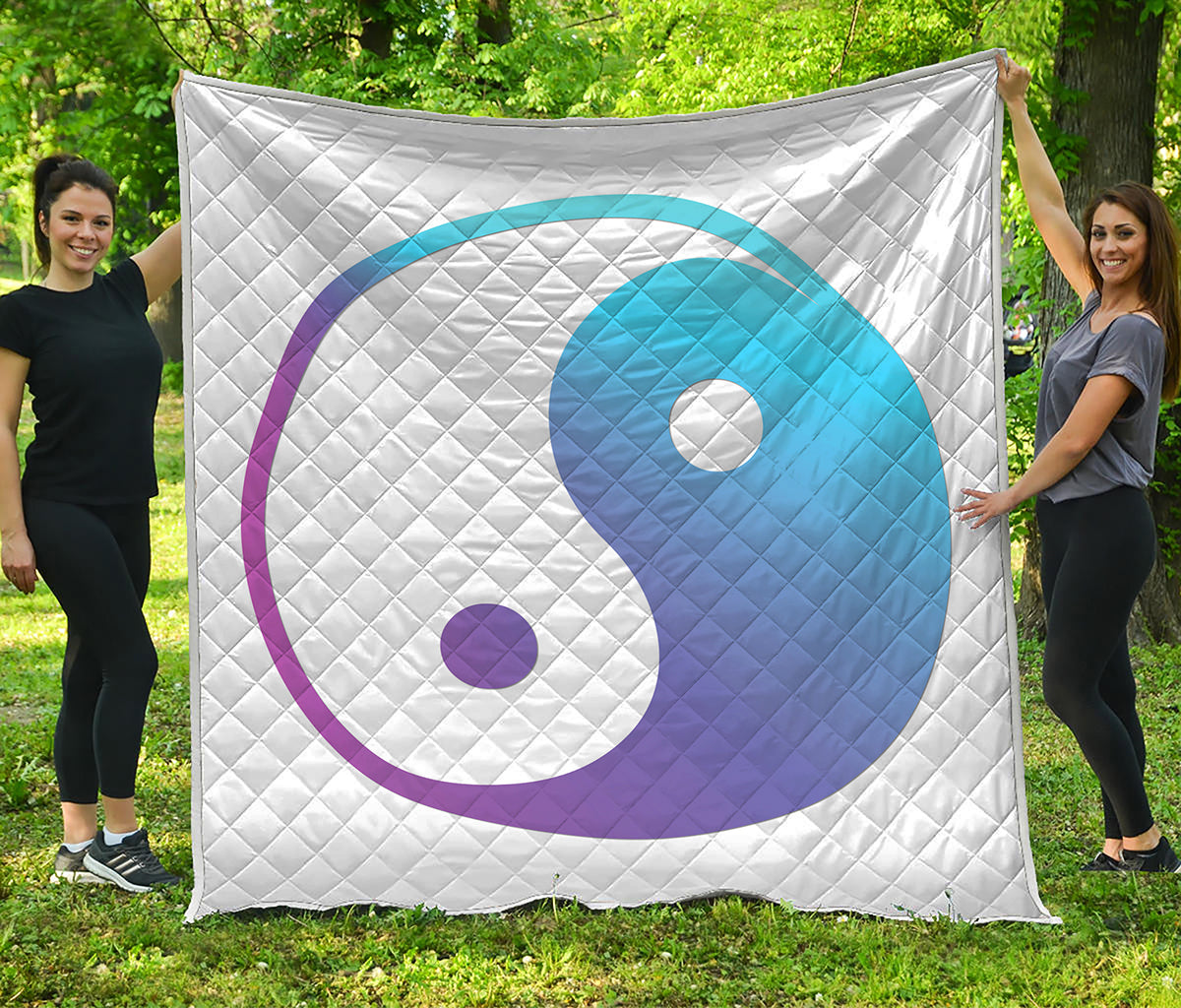 Purple And Blue Yin Yang Print Quilt