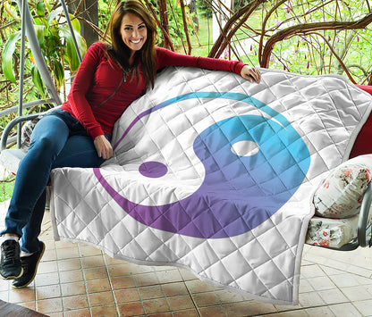 Purple And Blue Yin Yang Print Quilt